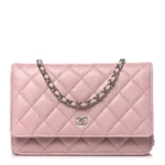 Mirror-Quality Chanel Light Pink WOC Replica with Silver Hardware