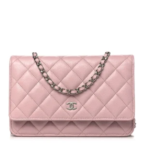 Mirror-Quality Chanel Light Pink WOC Replica with Silver Hardware