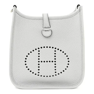 Hermès Bleu Pâle / Étain Taurillon Clemence Leather Amazone Evelyne TPM Palladium Silver Hardware Replicas
