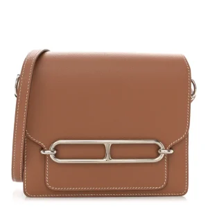 Hermès Brown Evercolor Leather Mini Sac Roulis Palladium Silver Hardware Luxury Reps