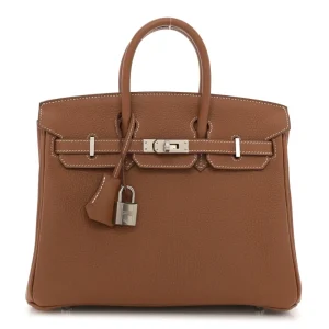 Hermès Brown Togo Leather Birkin 25 Palladium Hardware Replicas