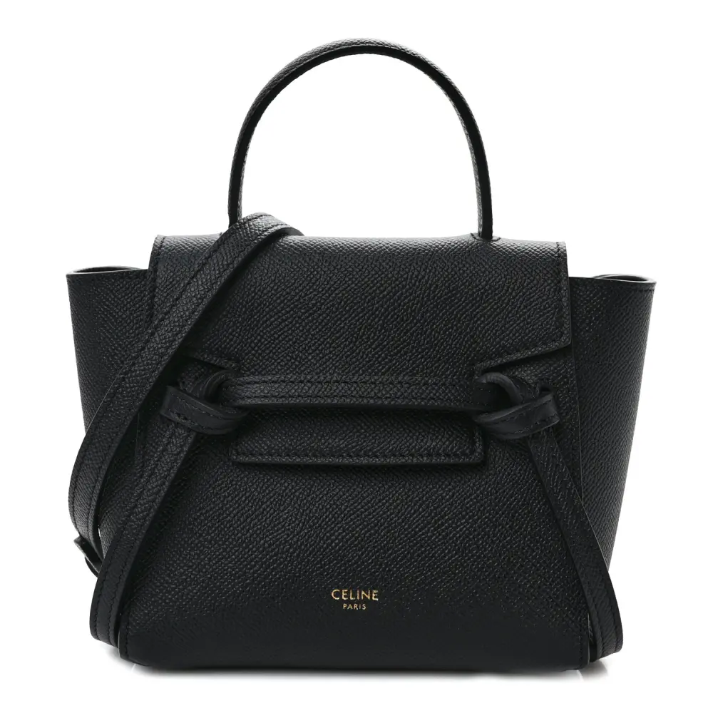 Celine Black Grained Calfskin Leather Pico Belt Bag Front Replica handbags