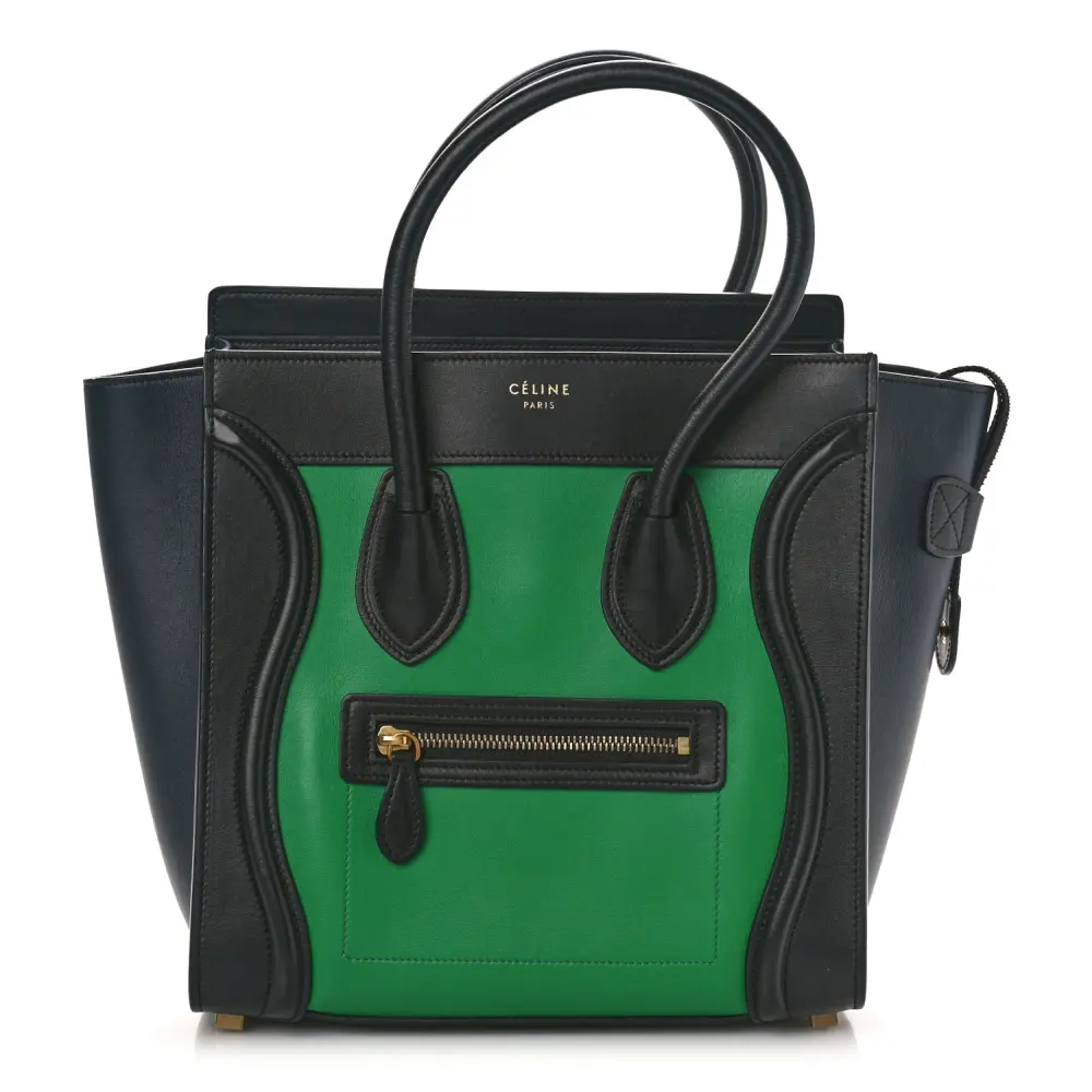 Celine Grass Smooth Calfskin Leather Leather Micro Bi-Color Luggage Gold Hardware Front Replica handbags