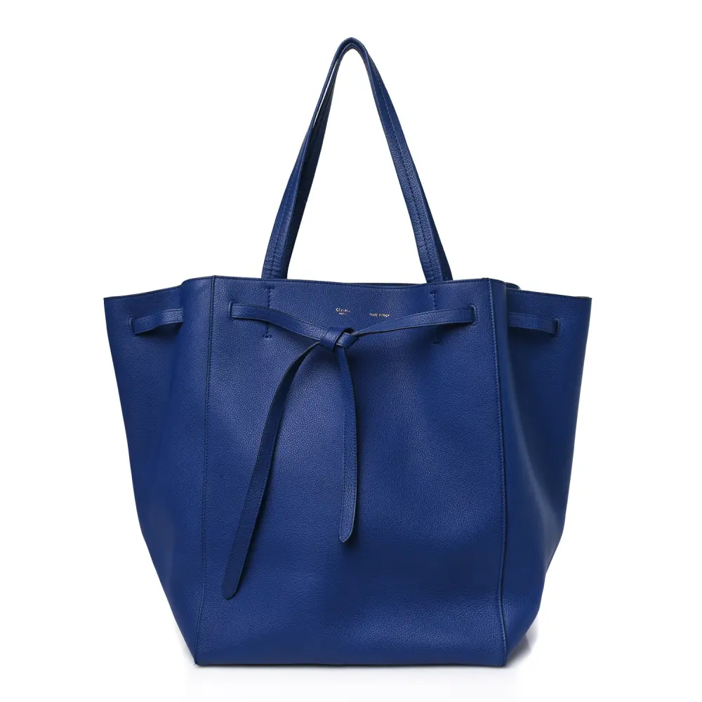 Celine Indigo Soft Grained Calfskin Leather Medium Belt Cabas Phantom Bag Front Replica handbags