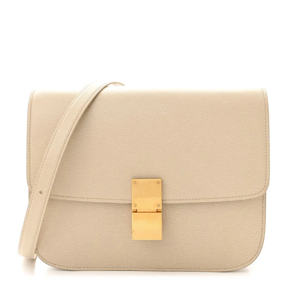 Celine Linen Box Calfskin Leather Medium Classic Box Bag Front Replica handbags