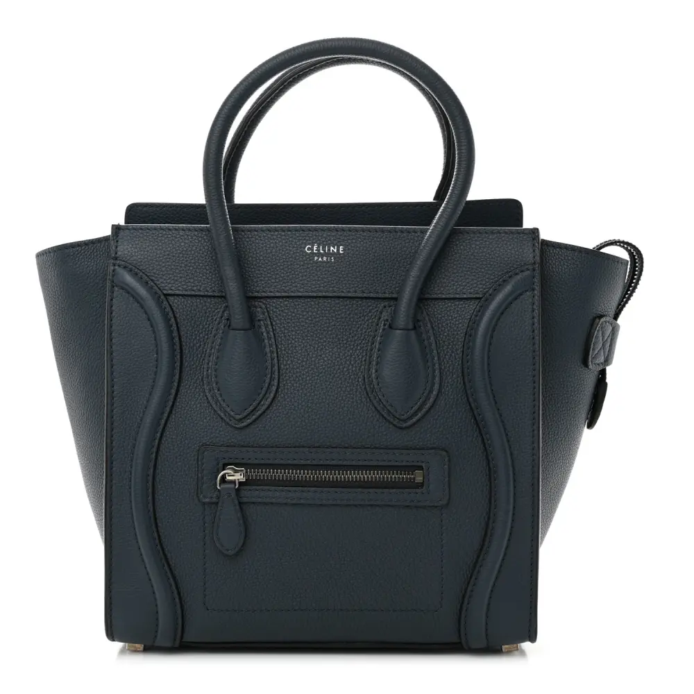 Celine Petrol Baby Drummed Calfskin Leather Micro Luggage Bag Front replica handbags