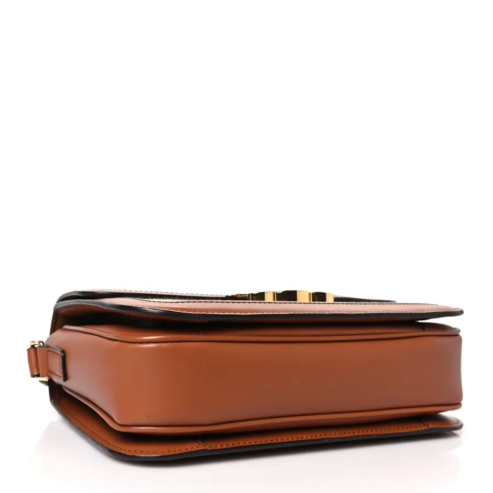 Celine White/Tan Textile Natural Calfskin Leather Medium Classique Triomphe Bag Gold Hardware High-end Reps - Image 6
