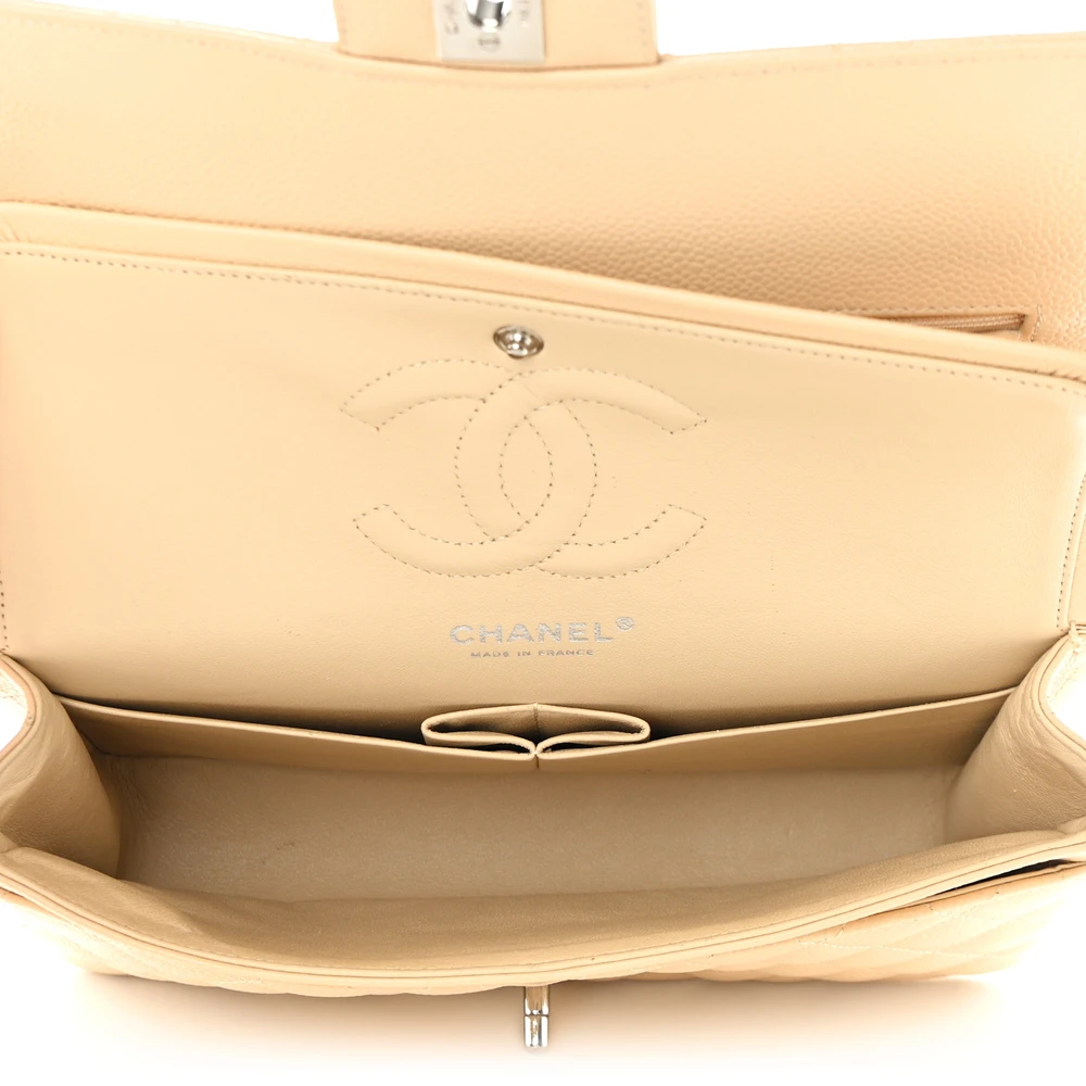 Chanel Beige Quilted Caviar Medium Flap Replica Handbags - Image 7