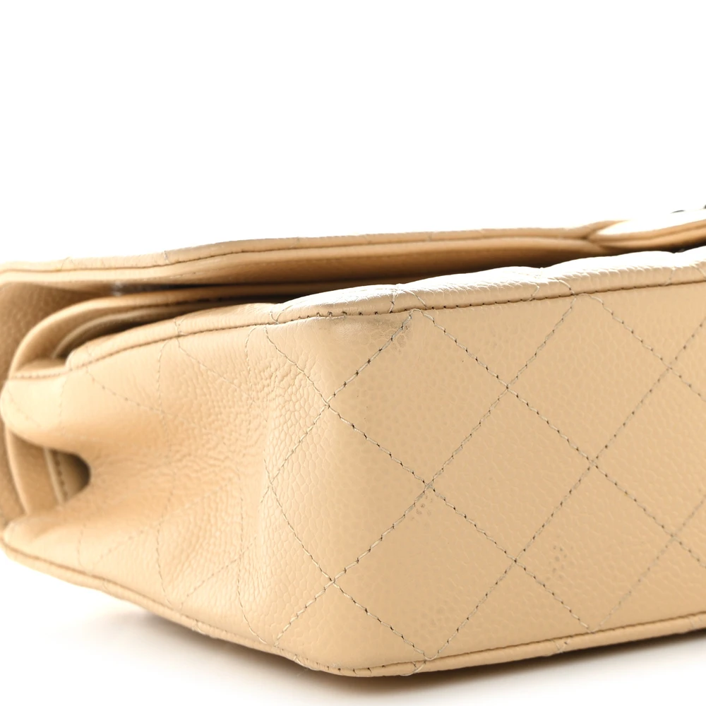 Chanel Beige Quilted Caviar Medium Flap Replica Handbags - Image 5
