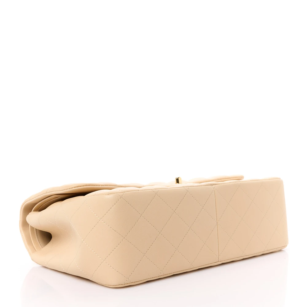 Mirror Quality Chanel Beige Lambskin Jumbo Double Flap Replica Handbags - Image 6
