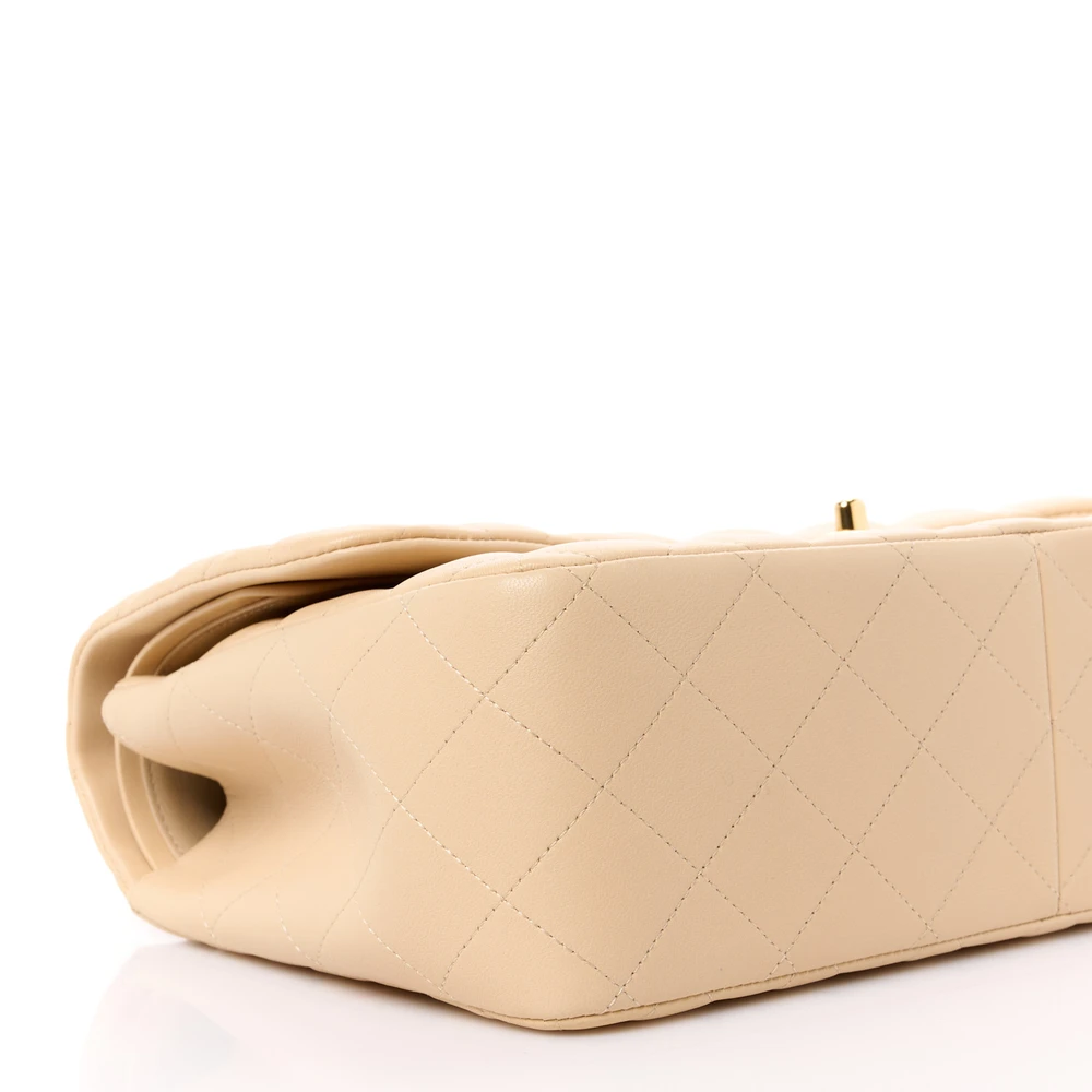 Mirror Quality Chanel Beige Lambskin Jumbo Double Flap Replica Handbags - Image 4