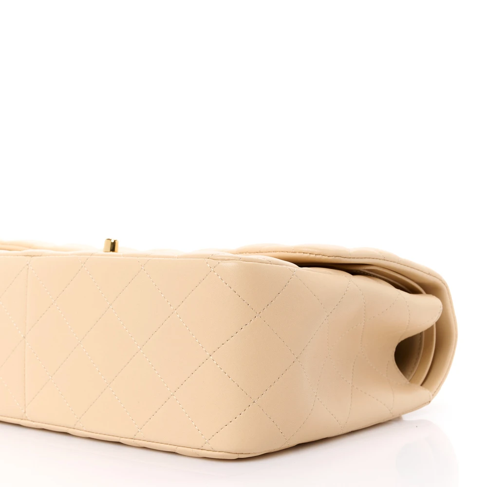 Mirror Quality Chanel Beige Lambskin Jumbo Double Flap Replica Handbags - Image 5