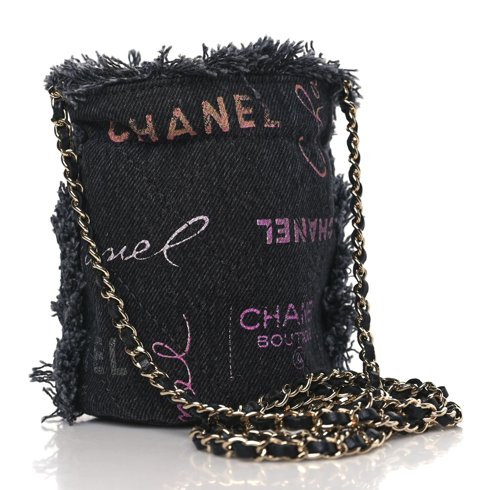 Chanel Replica Quilted Denim Mini Bucket Bag – Mirror Quality - Image 3