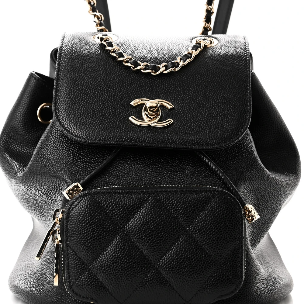 Mirror Quality Replica Chanel Quilted Caviar Leather Backpack - Image 7