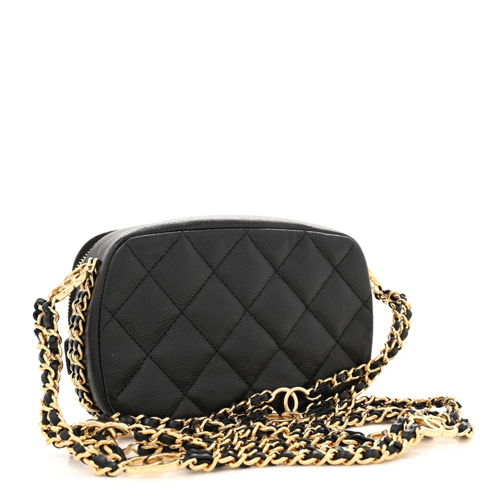 Chanel Black Quilted Caviar Mini CC Camera Case – Mirror Quality Replica - Image 3