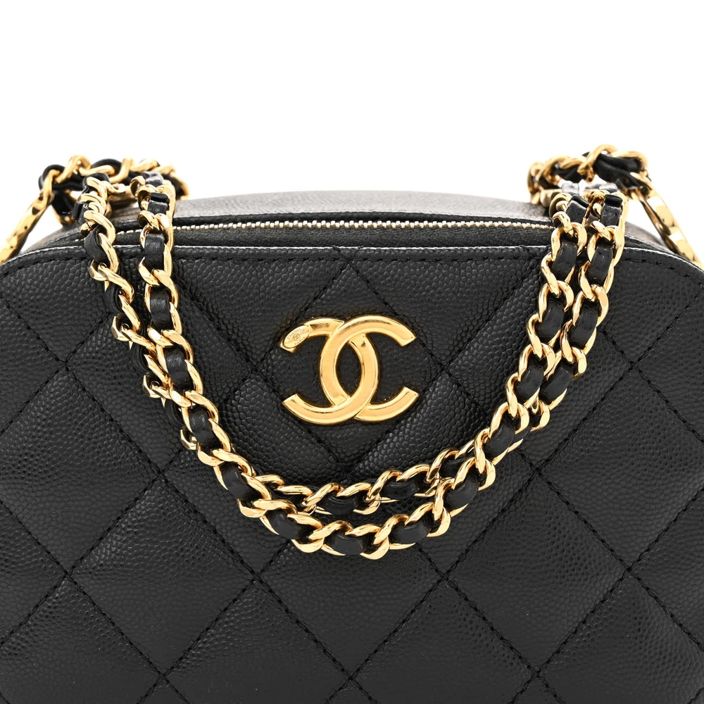 Chanel Black Quilted Caviar Mini CC Camera Case – Mirror Quality Replica - Image 8
