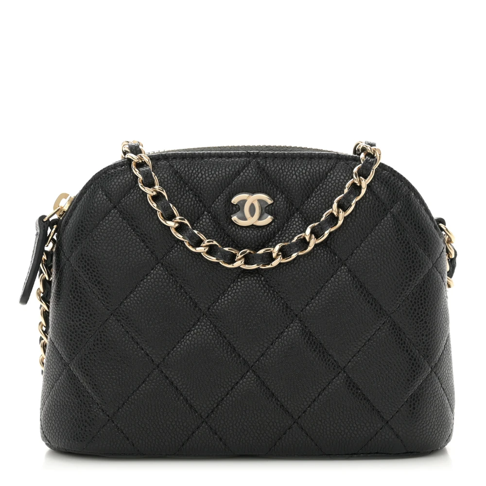 Chanel Black Quilted Caviar Leather Small Classic Clutch With Chain Light Gold Hardware Front replica handbag