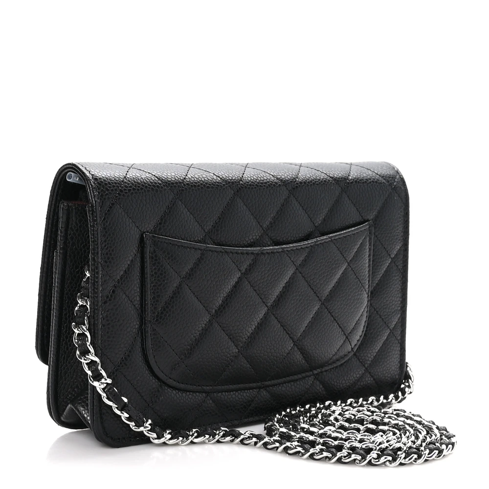 Chanel Black Quilted Caviar Leather WOC with Silver Hardware Replica - Image 2