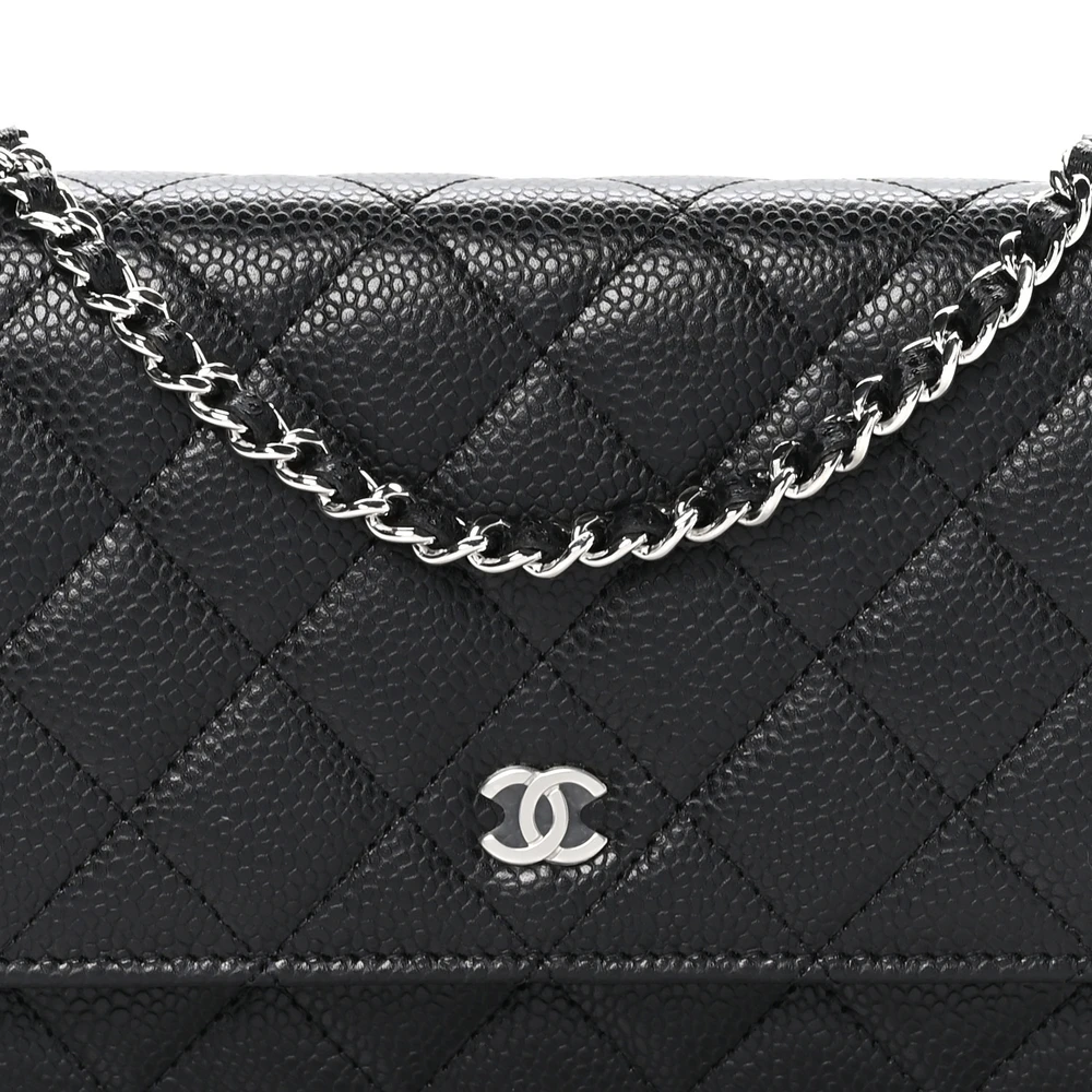 Chanel Black Quilted Caviar Leather WOC with Silver Hardware Replica - Image 5