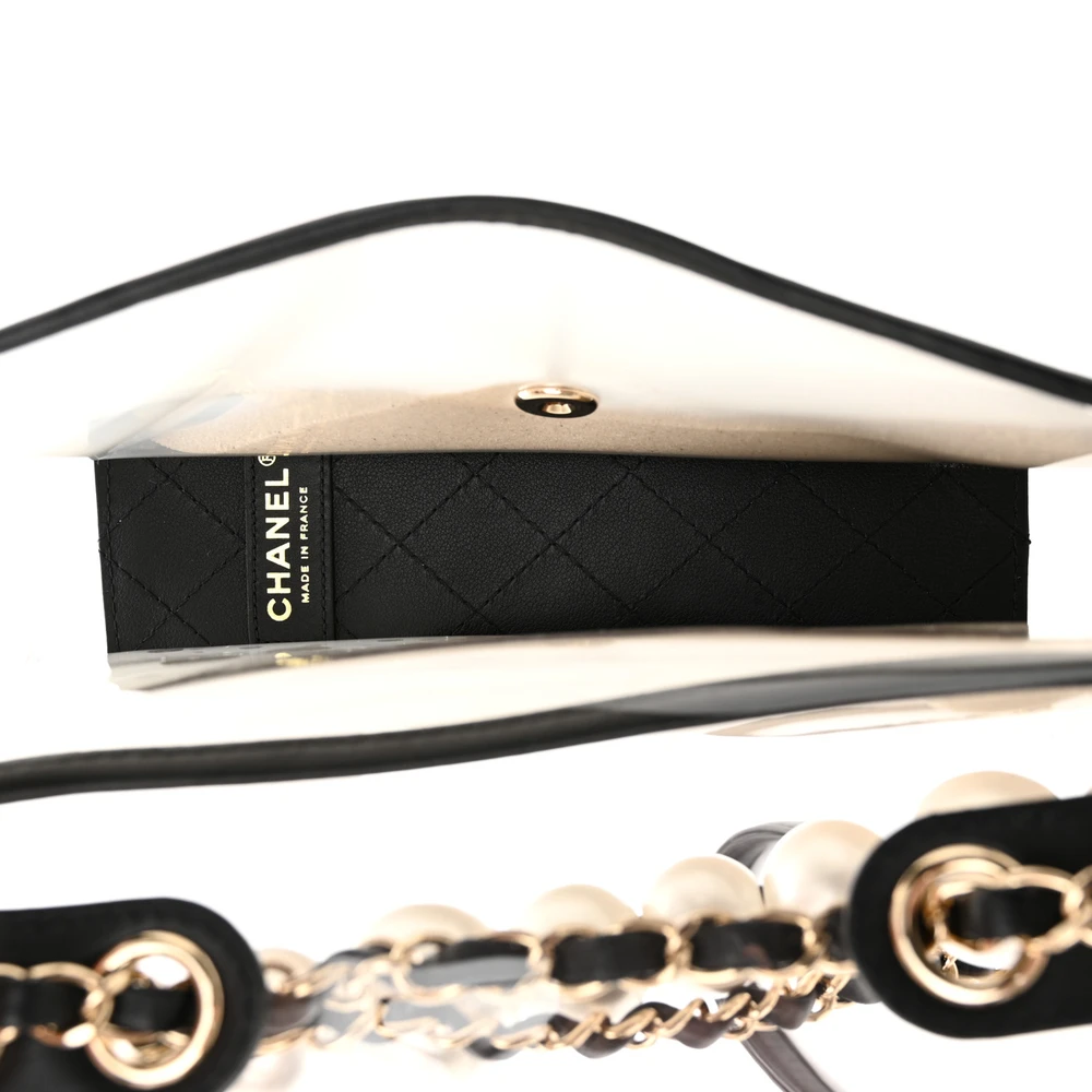 Chanel Black/White Superfake Handbag with Pearl Strap - Image 7