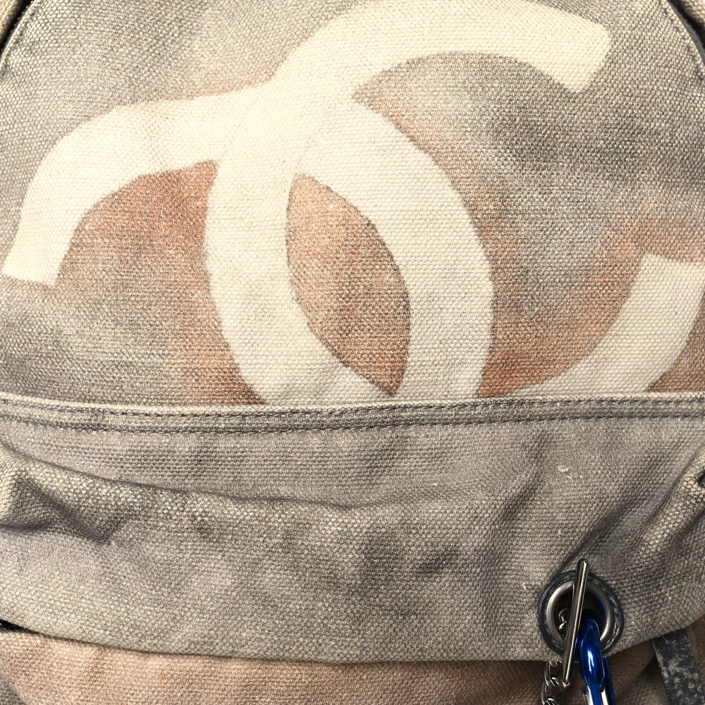 Chanel Grey Graffiti Replica Backpack with Silver Hardware | Mirror Quality - Image 8