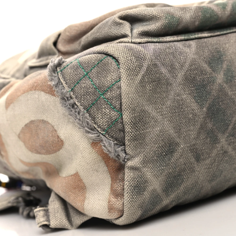 Chanel Grey Graffiti Replica Backpack with Silver Hardware | Mirror Quality - Image 4
