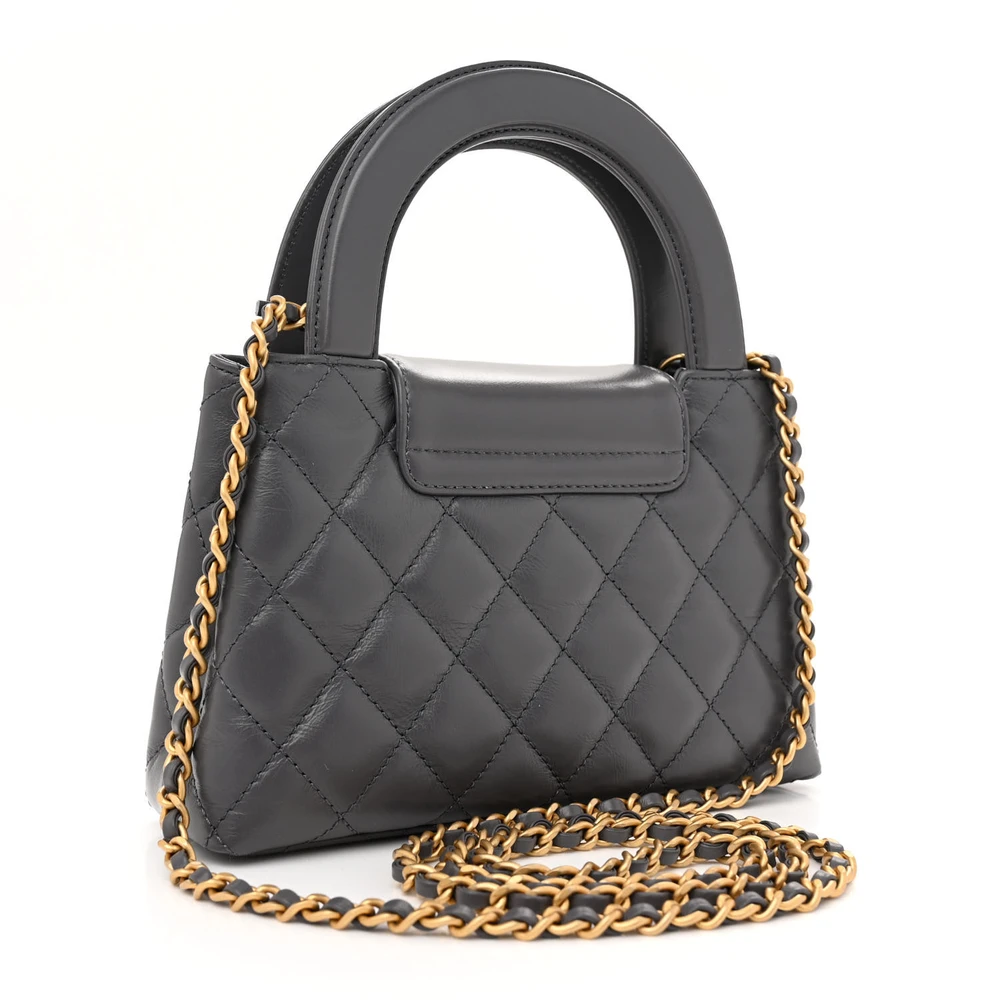 Mirror Quality Chanel Grey Quilted Nano Kelly Shopper Replica - Image 3