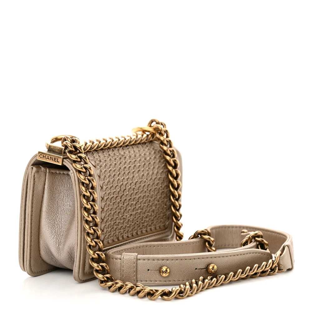 Chanel Boy Replica Bag – Metallic Gold with Aged Gold Hardware - Image 3