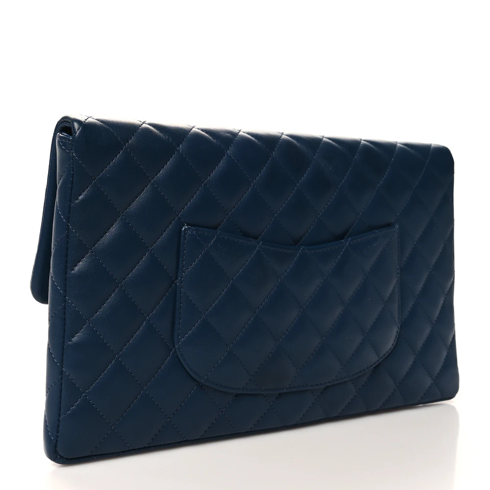Chanel Navy Quilted Caviar Clutch | Mirror Quality Replica - Image 3