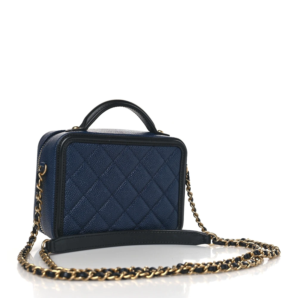 Chanel Navy/Black Vanity Case - Mirror Quality Replica Handbags - Image 3