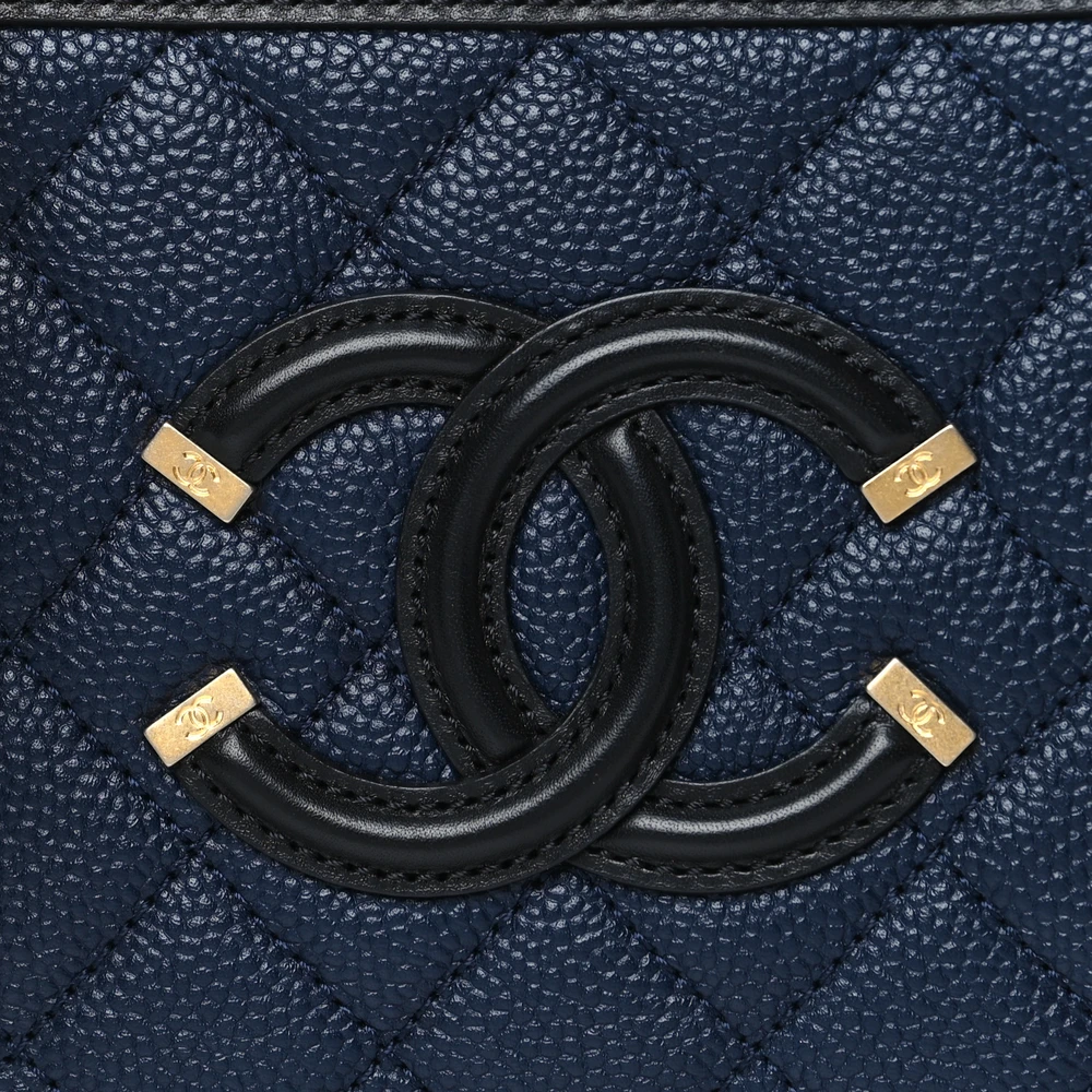 Chanel Navy/Black Vanity Case - Mirror Quality Replica Handbags - Image 8