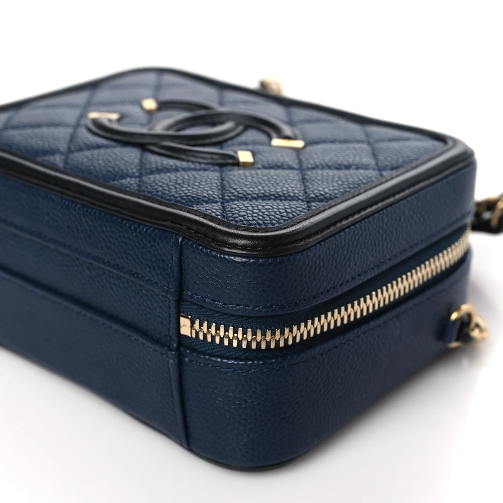 Chanel Navy/Black Vanity Case - Mirror Quality Replica Handbags - Image 4