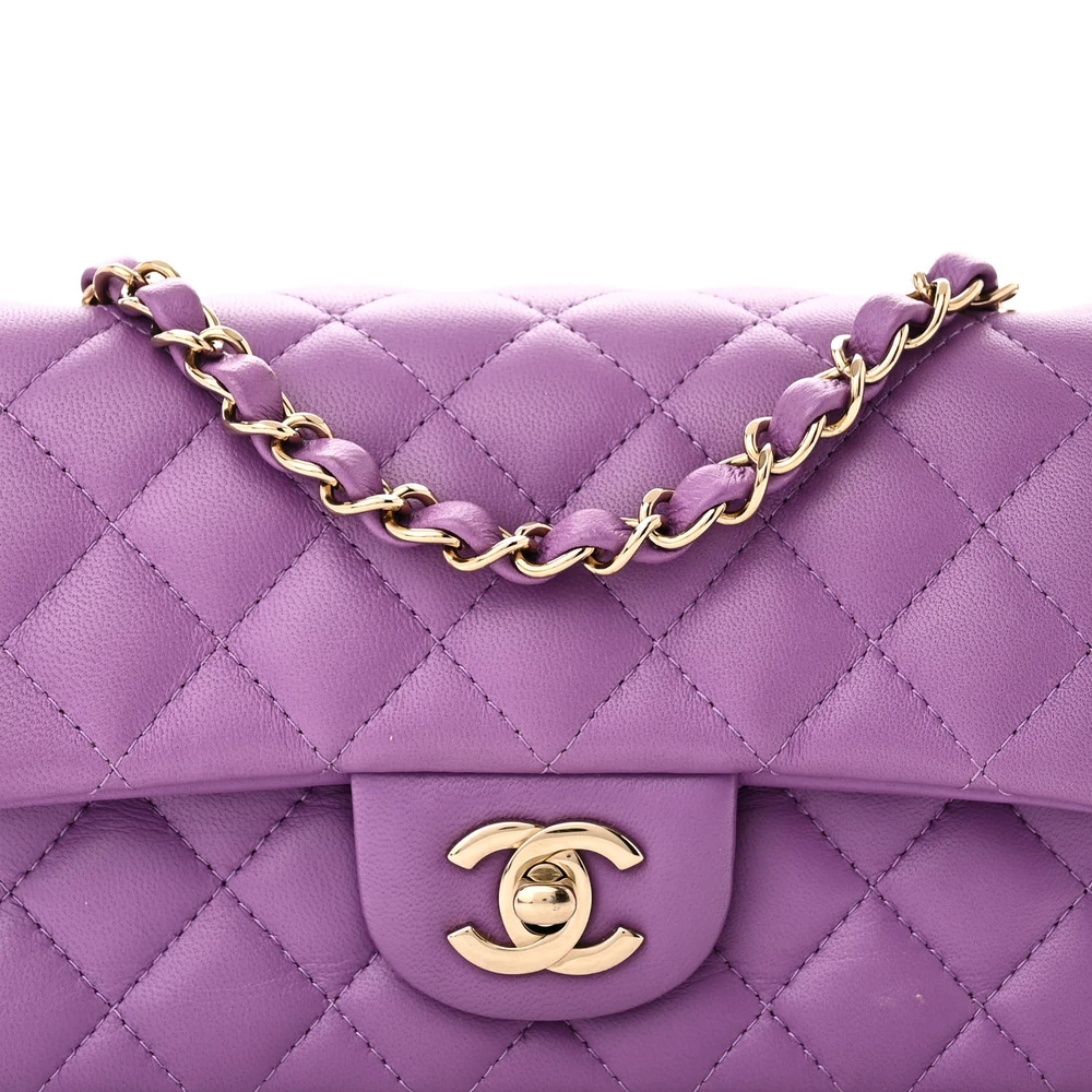 Mirror Quality Chanel Purple Quilted Mini Flap Bag Replica - Image 8