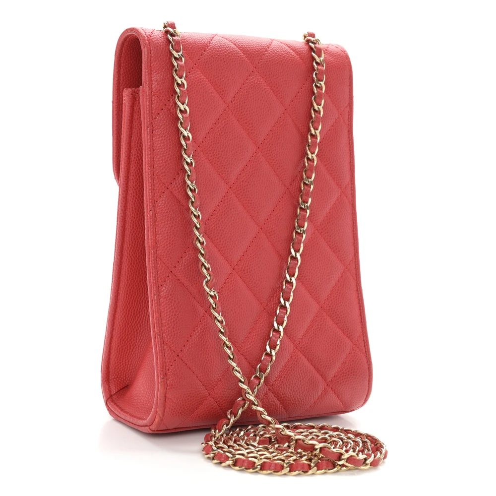 Mirror Quality Chanel Red Quilted Mini Phone Holder – Superfake Handbag - Image 3
