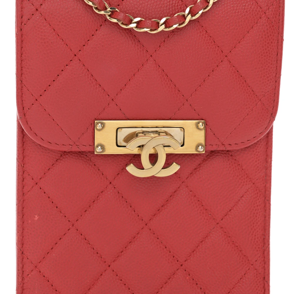Mirror Quality Chanel Red Quilted Mini Phone Holder – Superfake Handbag - Image 8