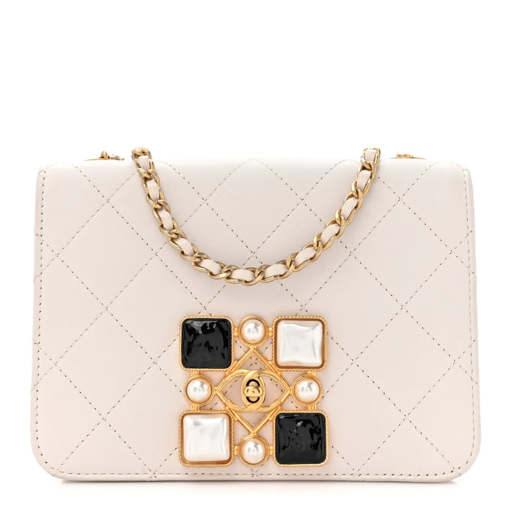 Mirror Quality Chanel White Mini Bijoux Replica Handbag