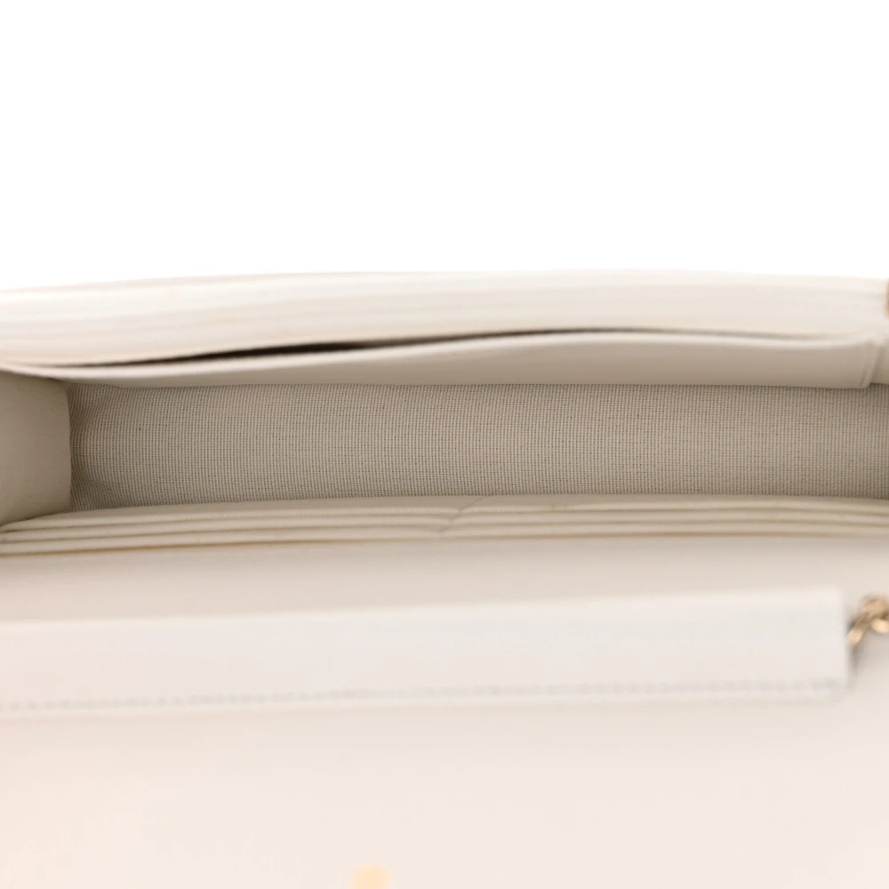 Chanel White Quilted Wallet On Chain (WOC) Replica with Light Gold Detail - Image 7
