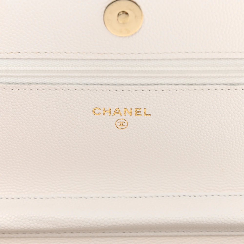 Chanel White Quilted Wallet On Chain (WOC) Replica with Light Gold Detail - Image 2