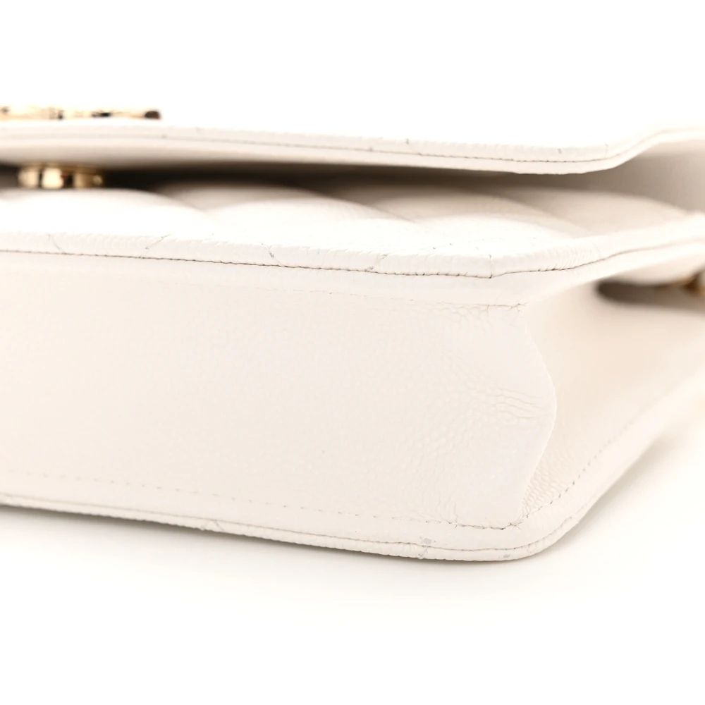Chanel White Quilted Wallet On Chain (WOC) Replica with Light Gold Detail - Image 4