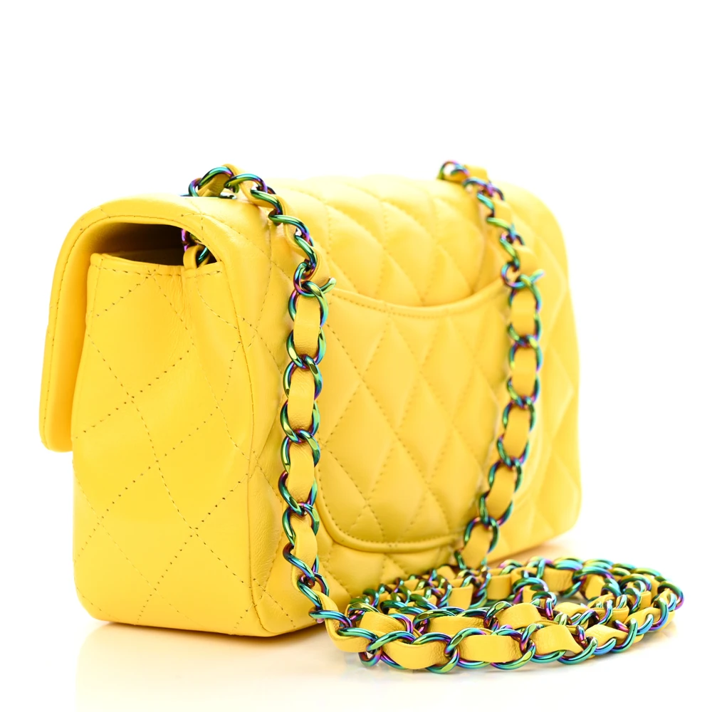 Mirror-Quality Chanel Yellow Quilted Lambskin Mini Rectangular Flap - Image 3