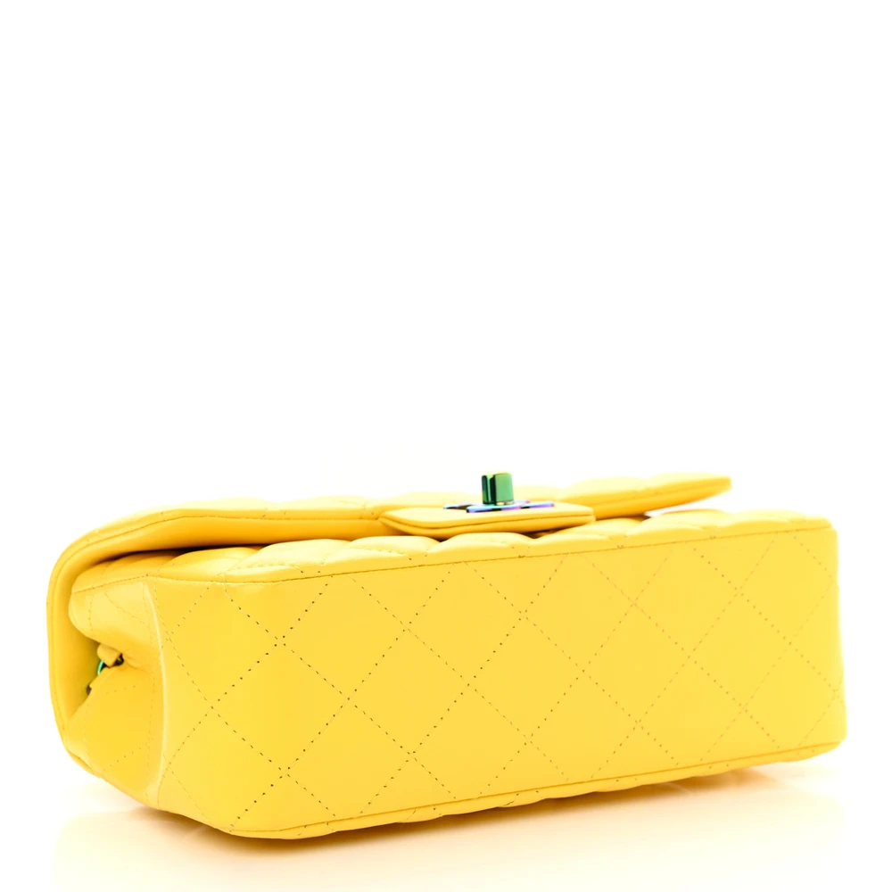Mirror-Quality Chanel Yellow Quilted Lambskin Mini Rectangular Flap - Image 6