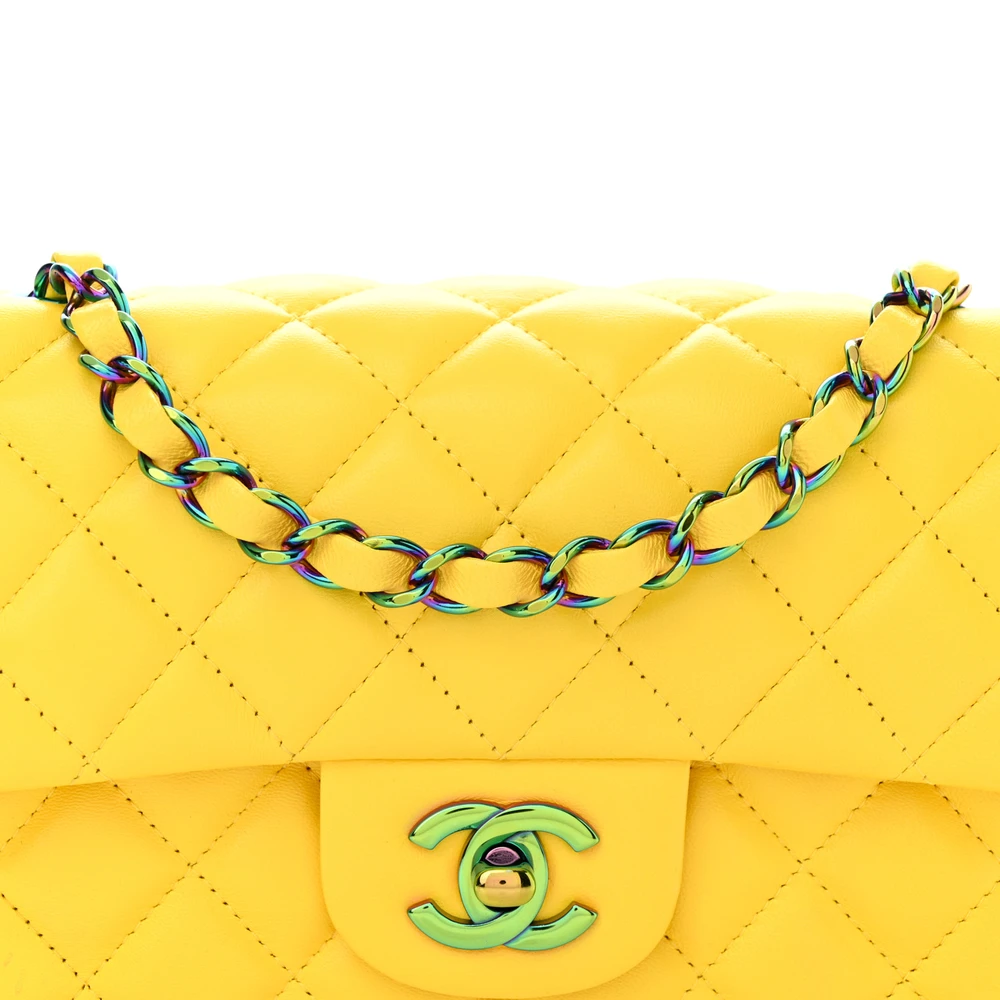 Mirror-Quality Chanel Yellow Quilted Lambskin Mini Rectangular Flap - Image 8