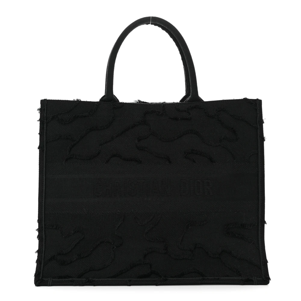 Dior Black Embroidered Canvas Large Camouflage Book Tote Front Replica handbags