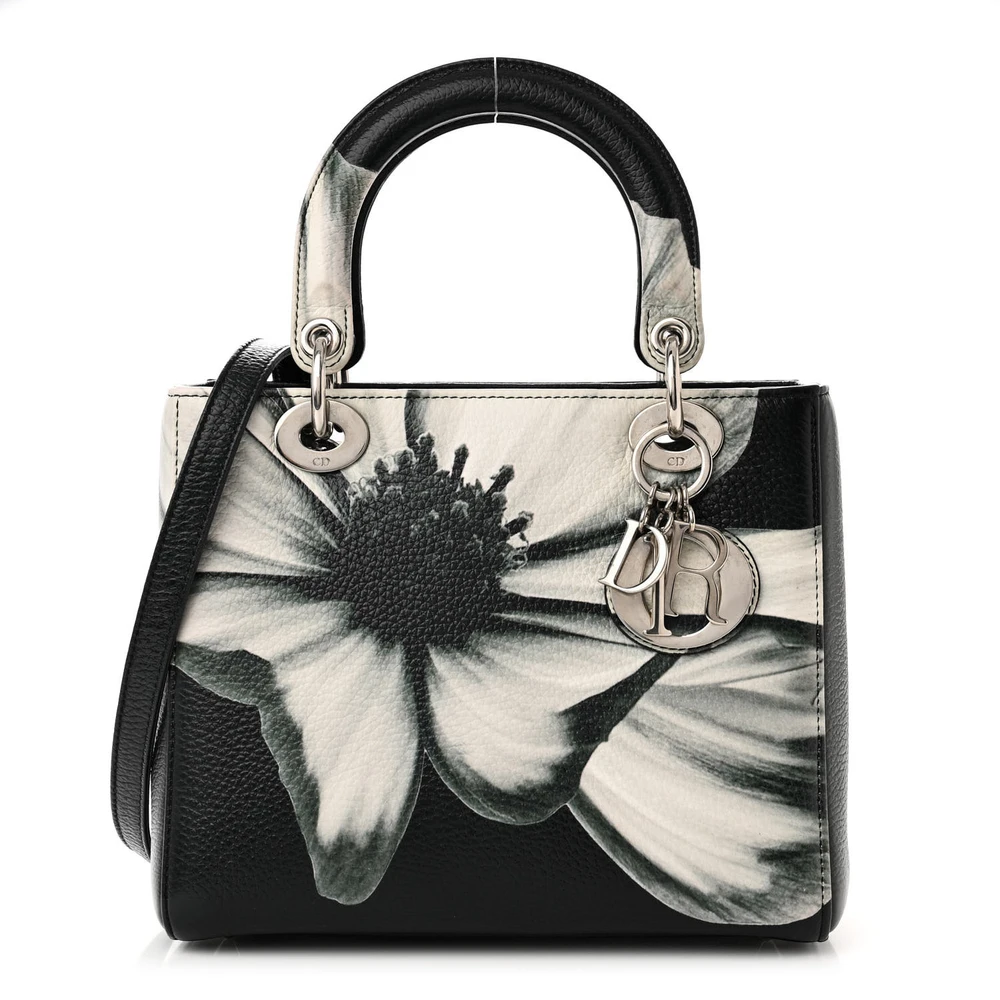 Dior Green Floral Printed Deerskin Leather Medium Lady Dior Silver Hardware Front Replica handbags
