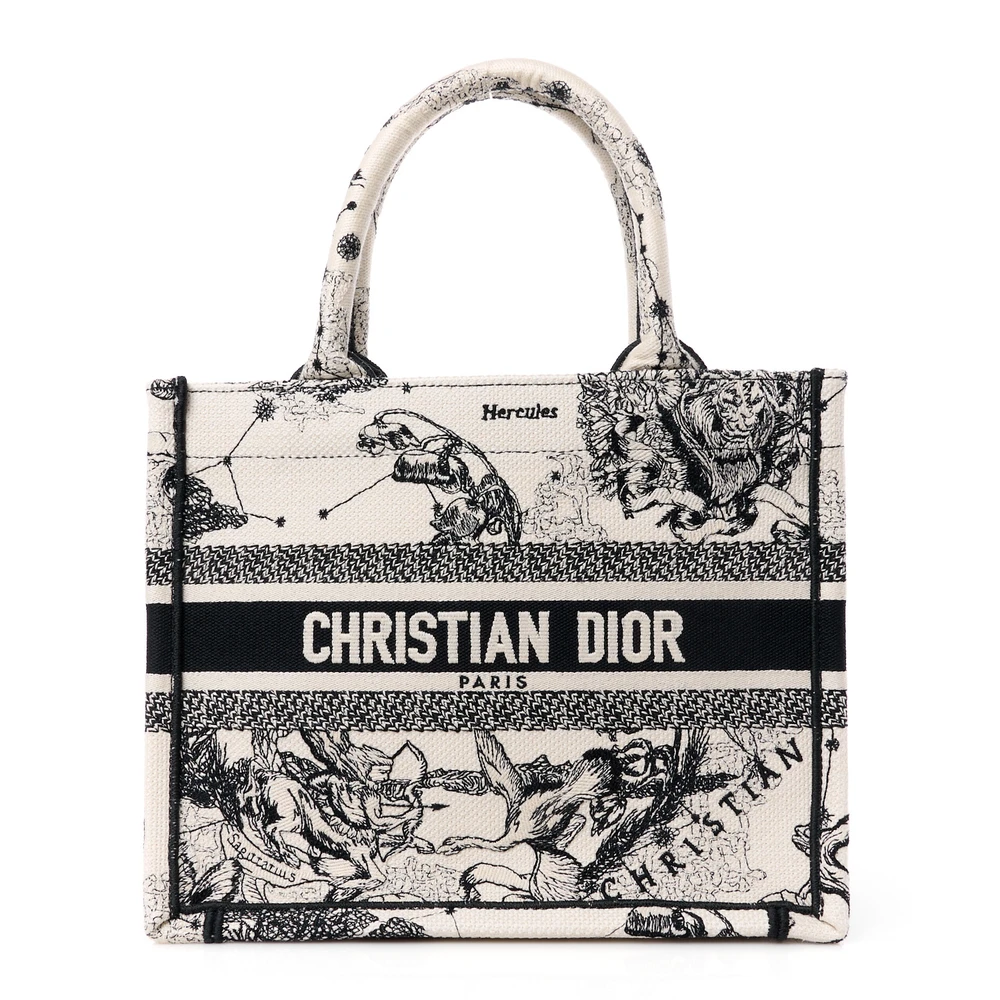 Dior Latte Embroidered Canvas Small Zodiac Toile De Jouy Book Tote Front Replica handbags