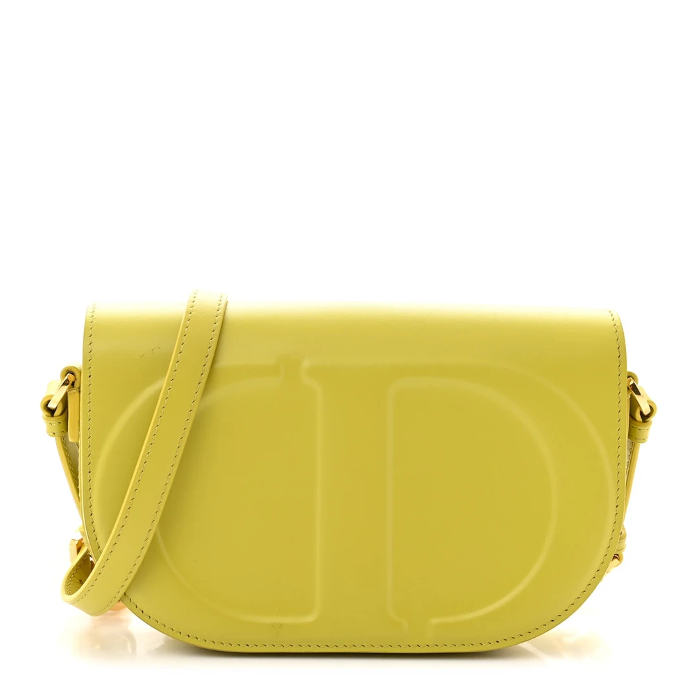 Dior Lime Calfskin Leather CD Signature Flap Crossbody Bag Front Replica handbags