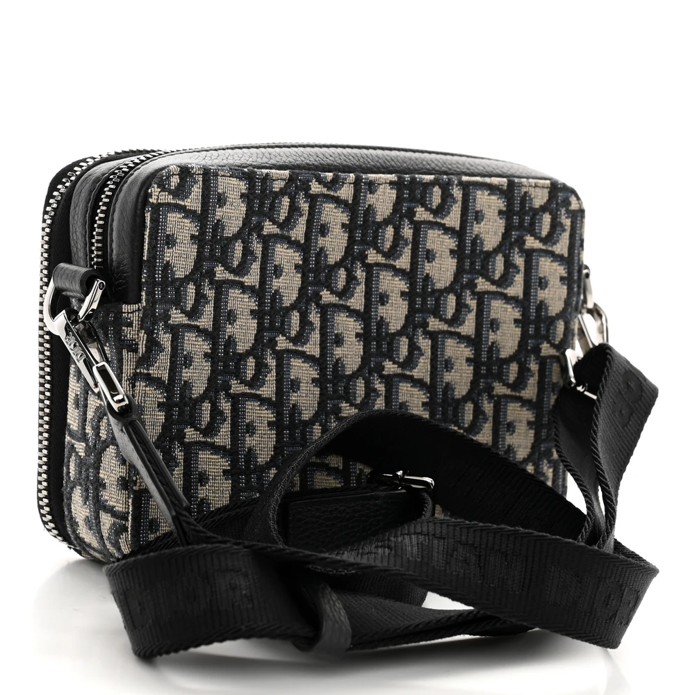 Get Dior Navy Oblique Canvas Mini Pouch – Superfake Perfection - Image 3