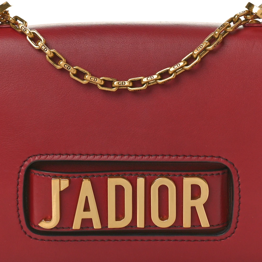 Dior Red Calfskin Medium J_Adior Chain Flap Bag Gold Hardware Detail2 replica handbags