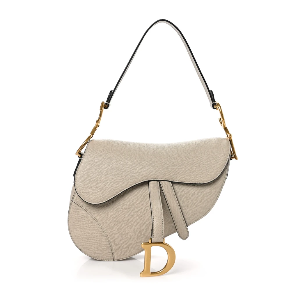 Dior Sand Grained Calfskin Leather Medium Saddle Bag Gold Hardware Front Replica handbags