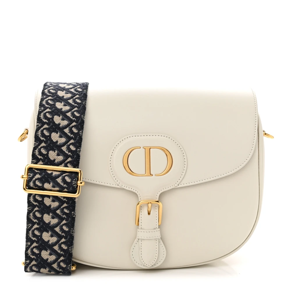 Dior White Box Calfskin Leather Large Bobby Bag Gold Hardware Front Replica handbags